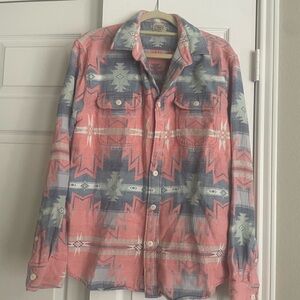 Faherty Pink and Blue Lightweight Shirt Jacket